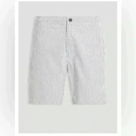 Onia Mens Swim Trunks Board Shorts Size 34 Calder 7.5” Light Grey White Stripe - Picture 3 of 11